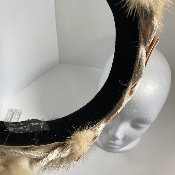 Vintage Lenore Marshall Blond Fur Open Crown Womans Hat 1950s - Picture 11 of 13